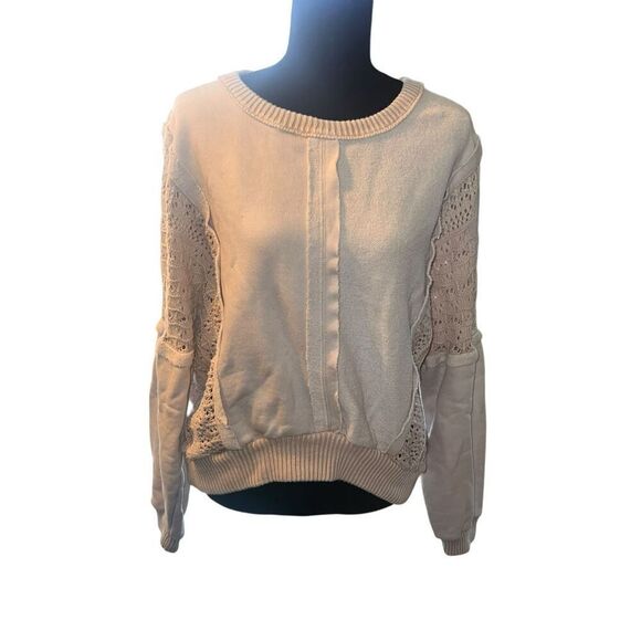 Altar’d state Jenna crocheted sweater woman’s medium oversized cream - Picture 3 of 9